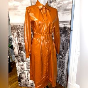 Calf Length Belted Collared Dress